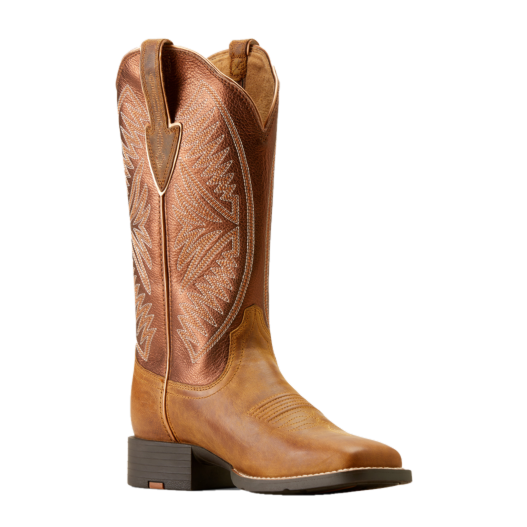 Ariat WMS Round Up Ruidoso Wide Square Toe Western Boot Pearl- 10051066