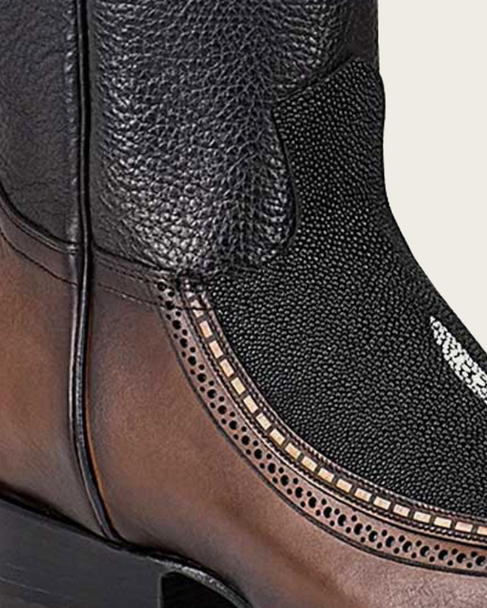 Cuadra Men's Black Stingray Laser Narrow Square Toe- CU628
