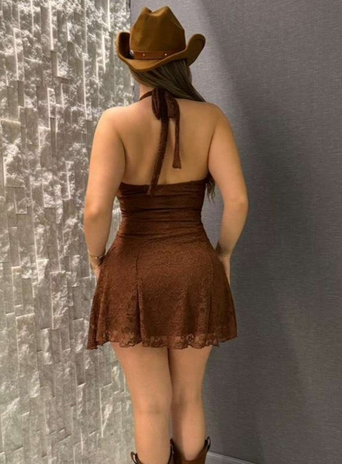 Lace Halter Top Dress 9415