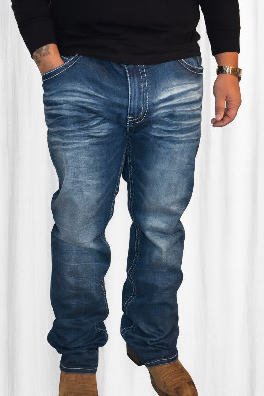 Straight Leg Men's Dark Blue Jean- WBS128-Straight-32L