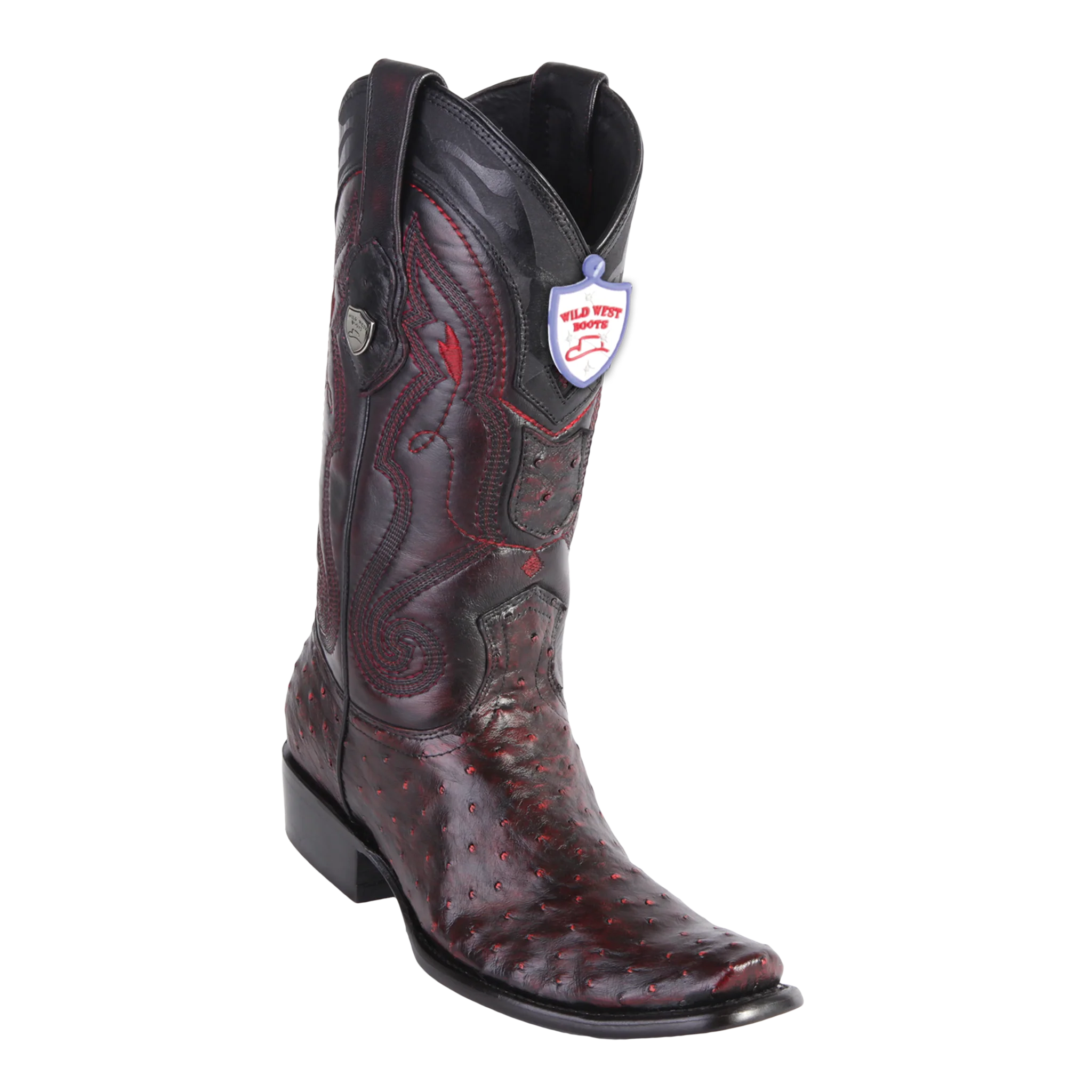 Men's Dubai Boot Genuine Ostrich - Black Cherry - H79