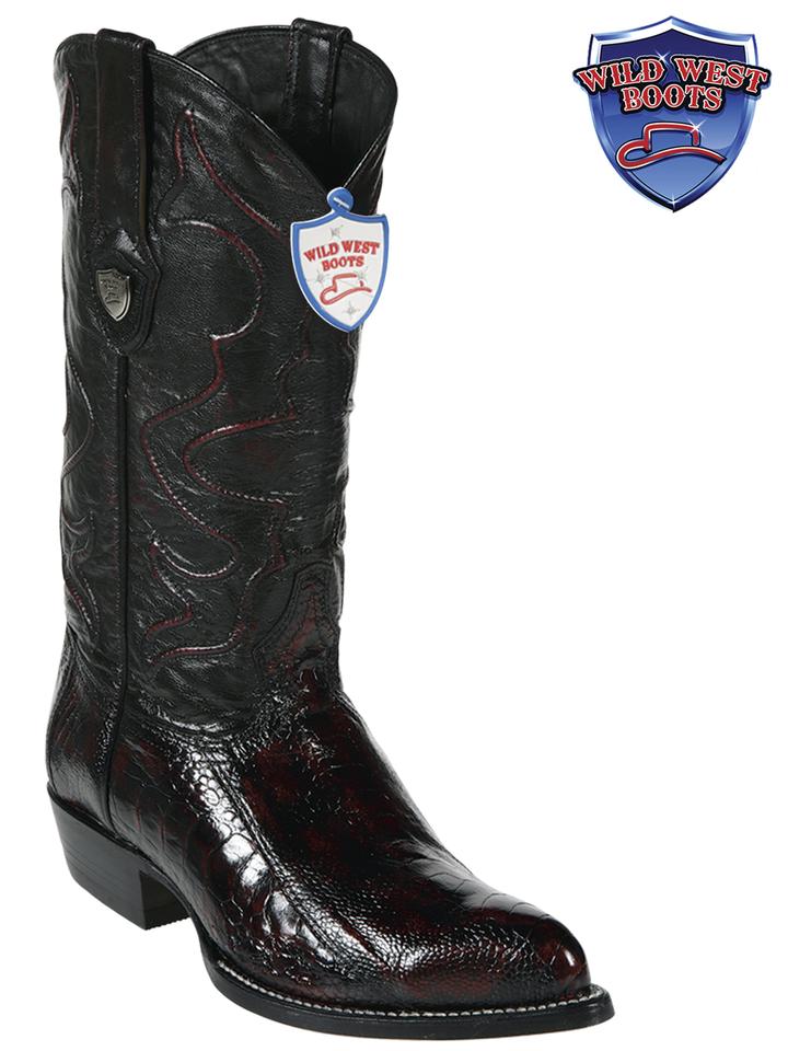 MEN'S WILD WEST BOOTS 2990518 OSTRICH LEG JTOE / PUNTAL BLACK CHERRY