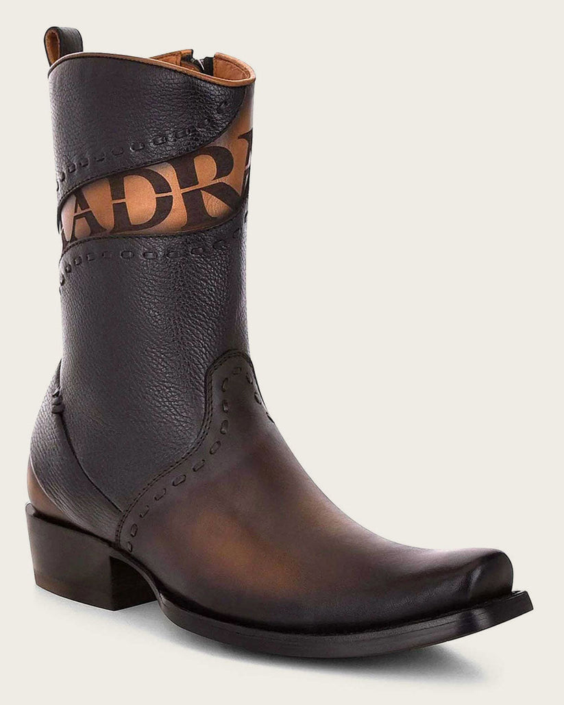 Cuadra Men's Viena Black Laser Woven & Zipper Narrow Square Toe- CU559
