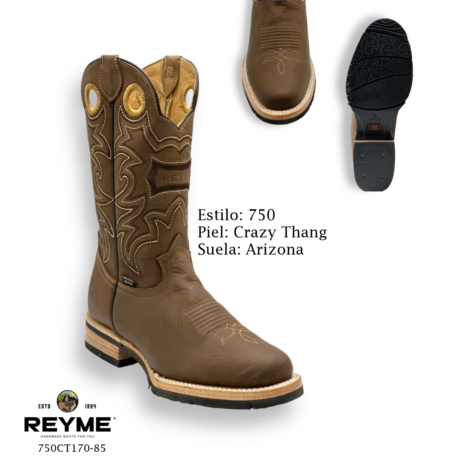 Reyme Boots-750 Hoyos Crazy Thang Arizona Negra