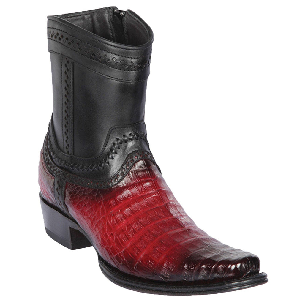 Los Altos Faded Burgundy Caiman Belly Low Shaft European Square Toe- 76B8243