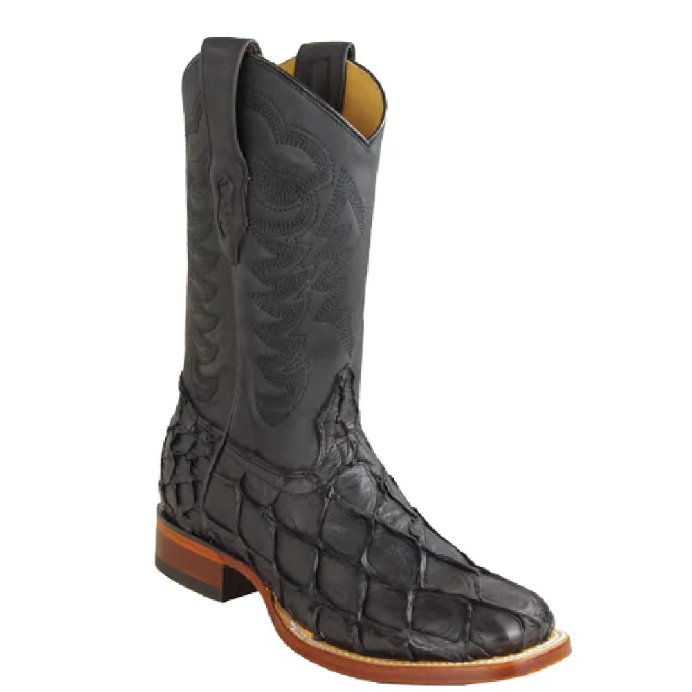 Los Altos Matte Black Pirarucu Boots- 8221069