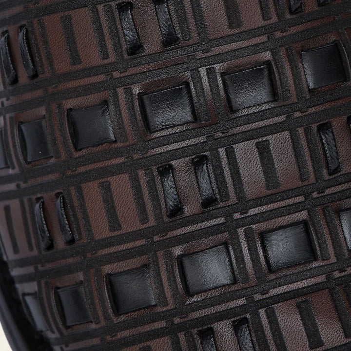 Cuadra MN Chocolate & Black Laser Woven Zipper Narrow Square Toe- CU940