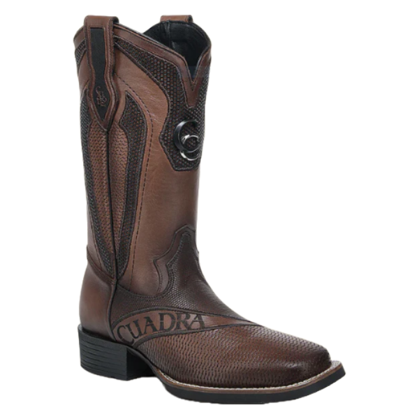 Cuadra Men's Honey & Laser Embroidery & Studs Square Toe- CU986-L