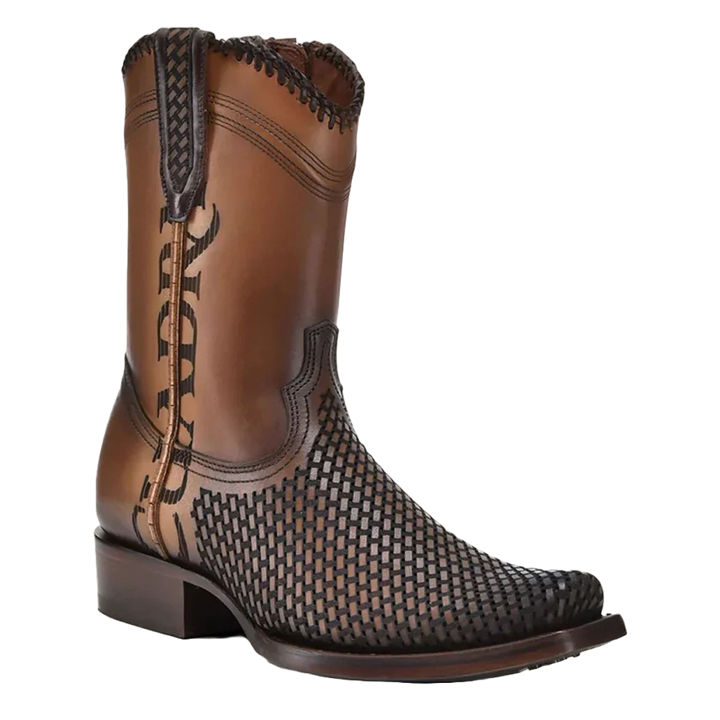 Cuadra Men's Denver Brown Laser & Woven Narrow Square Toe Boots CU817