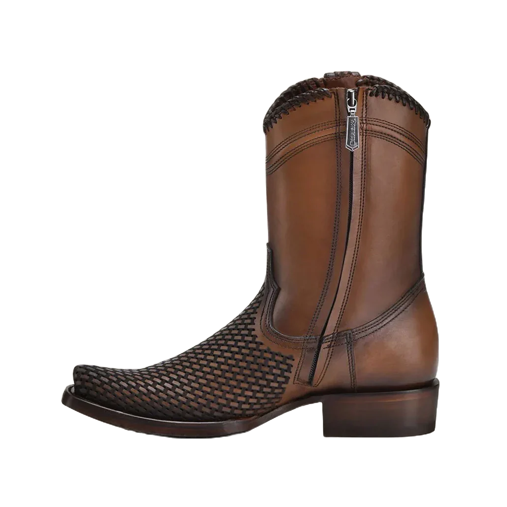 Cuadra Men's Denver Brown Laser & Woven Narrow Square Toe Boots CU817